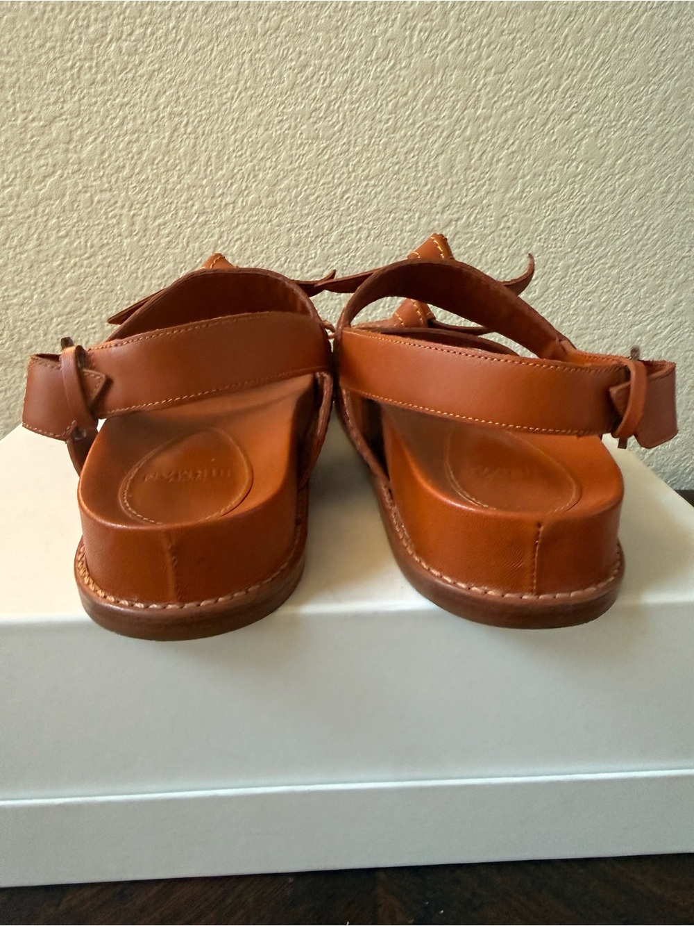 ALEXANDRE BIRMAN Clarita Sport Cognac Brown Leather Flat Sandals EU 37.5 US 7.5 - Picture 10 of 11